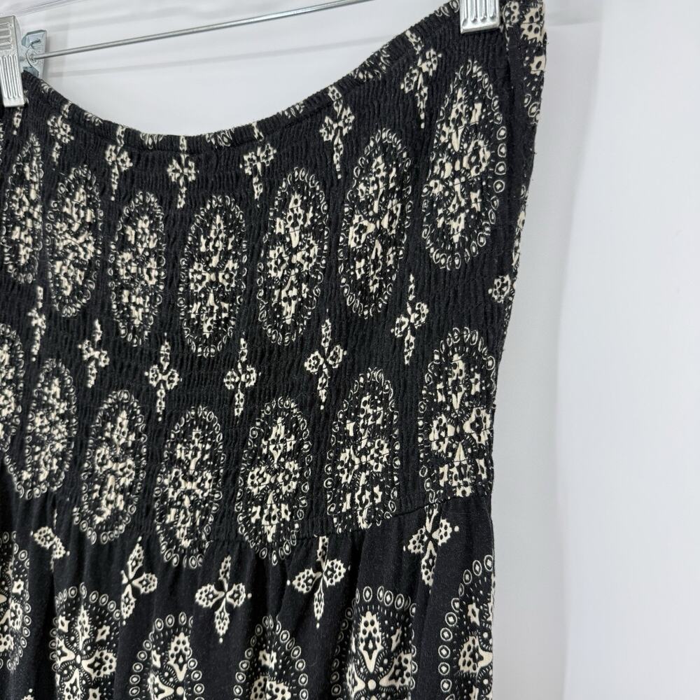 Lascana Smocked Waist Pull on Midi Skirt size 8 Black Medallion Pattern Boho - Picture 10 of 11